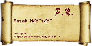 Patak Máté névjegykártya