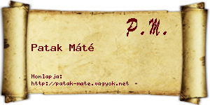 Patak Máté névjegykártya